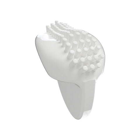 The MYBOClean Combo Pack by MyboClean includes a modern white hairbrush with rounded bristles and a curved handle that doubles as an eyelid cleansing brush, offering daily eyelid hygiene.