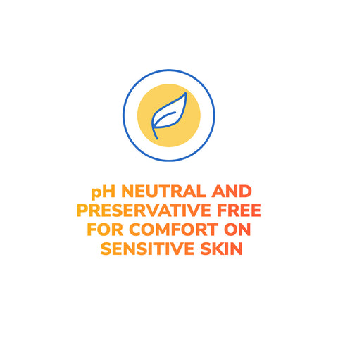 The Optase Protect Eyelid Hypochlorous Cleansing Spray (100ml) features a minimalistic design with a blue circle outline, a yellow background, and a blue leaf. Bold gradient text promotes pH NEUTRAL AND PRESERVATIVE FREE FOR COMFORT ON SENSITIVE SKIN, perfect for daily eye hygiene.