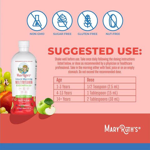 Mary Ruth's Liquid Morning Multivitamin Essentials+ - Fruit Punch (32 oz)