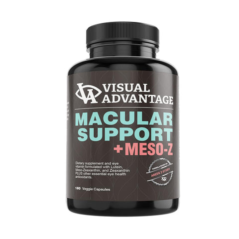 The Lunovus Visual Advantage Macular Support + Meso Z features lutein, meso-zeaxanthin, and zeaxanthin for optimal eye health inspired by AREDS 2 guidelines. Each bottle contains 180 soft gels to naturally support your vision.