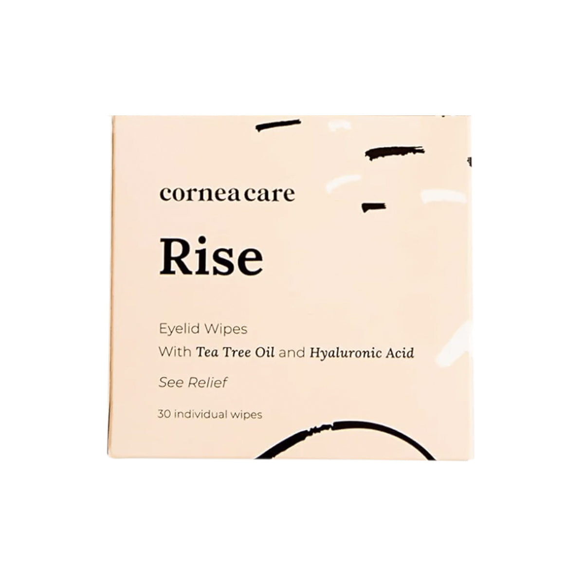 CorneaCare Wipes with Tea Tree Oil (30ct) offer soothing eyelid cleansing in a beige box. These individual wipes, infused with tea tree oil and hydrating hyaluronic acid, ensure you see relief..