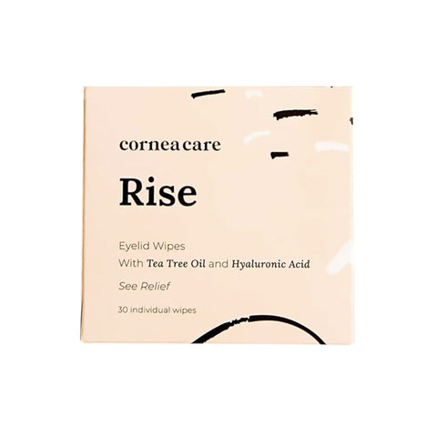 CorneaCare Wipes with Tea Tree Oil (30ct) offer soothing eyelid cleansing in a beige box. These individual wipes, infused with tea tree oil and hydrating hyaluronic acid, ensure you see relief..