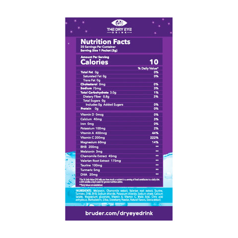 Dry Eye Drink™ PM – Nighttime Hydration + Sleep Support for Dry Eyes (20 Packets)