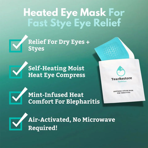 TearRestore EyeRelax Heated Eye Mask - Self Heating Mint Infused Steam Mask (10-pack)