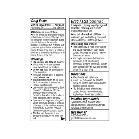 iVIZIA Sterile Lubricant Eye Drops, Preservative-Free, Dry Eye Relief, Contact Lens Friendly, 0.33 fl oz (10ml bottle)