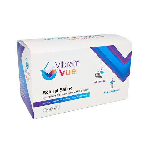 Vibrant Vue Saline Lens Rinse and Insertion Fill Solution, 100% Preservative Free, 100 Vial box