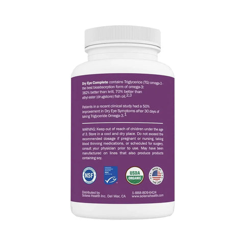 Solana Health Dry Eye Complete with Omega and Lutein (60ct Bottle)-Vitamins-Vision Rescue