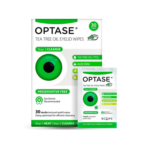 Optase Tea Tree Oil Eyelid Wipes - Preservative Free wipes Box of 20