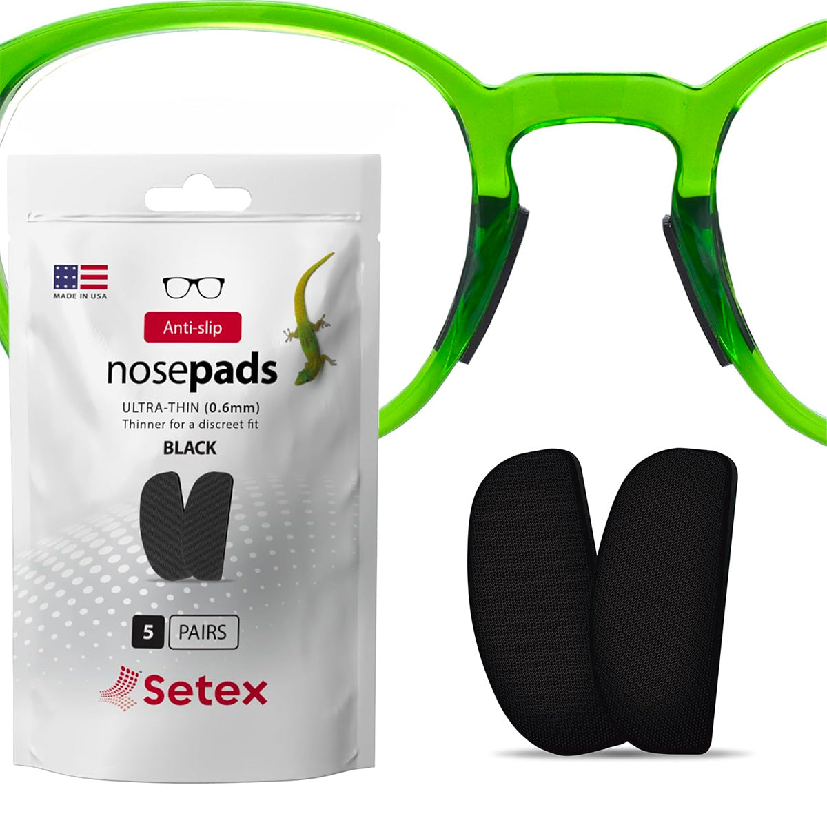 Setex Anti-Slip Nosepads Ultra-Thin (0.6mm) Black, 5 pairs