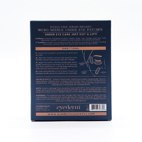 Back of an eyecream packaging with text and branding