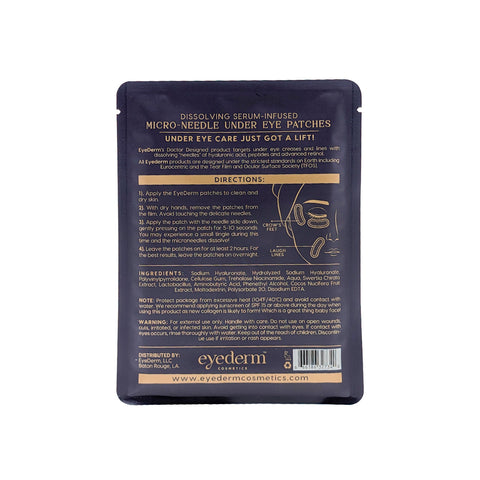 Eyederm cosmetic packaging with text on a white background