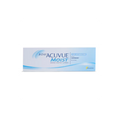 The 1-Day Acuvue Moist for Astigmatism (30 Pack) features BLINK STABILIZED® Design and LACREON® Technology. The predominantly white box, accented with blue, displays the Acuvue logo and includes 30 contact lenses.