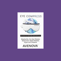 The image shows an Avenova Microwavable Heat Eye Compress Mask by NovaBay, set against a purple background. This reusable mask provides relief for blepharitis, dry eye disease, meibomian gland disease, styes, and chalazia.