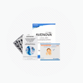 The NovaBay Avenova Bundle, featuring a Hypochlorous Spray, NovaWipes, and Omega-3 Vitamins (Professional Strength), is elegantly displayed against a light background with diagonal lines for blepharitis relief.
