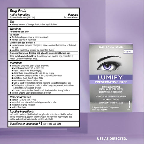 Lumify Preservative Free Redness Reliever Vials (20ct)