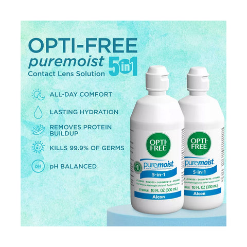 Opti-Free Puremoist Multi-Purpose Disinfecting Solution with Lens Case, 20 Fl Oz (pack of 2)