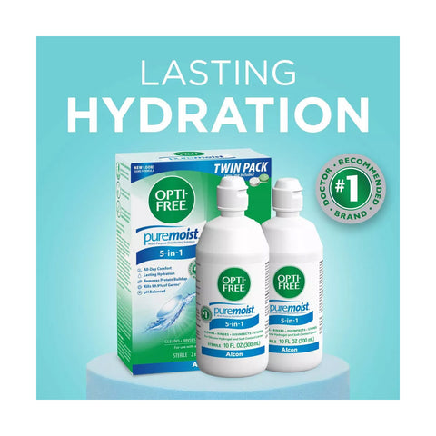 Opti-Free Puremoist Multi-Purpose Disinfecting Solution with Lens Case, 20 Fl Oz (pack of 2)