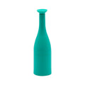 A teal silicone bottle stopper, with its long neck and flat top, mirrors the sleek design of DMV Versa contact lens tools. The minimalist style securely seals bottles against a plain white background.