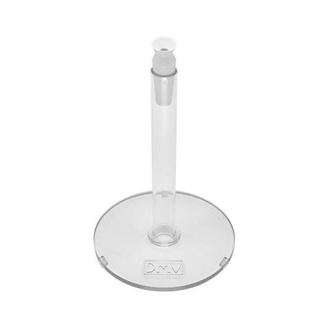 The DMV Scleral Contact Lens Inserter Stand features a vented scleral cup with a suction tip and circular base for easy hard lens insertion, stamped with DMV for authenticity.