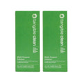 Two Tangible Clean green boxes, travel-friendly at 3.4oz each, hold a multipurpose contact lens solution. They emphasize compatibility with Tangible Hydra-PEG while ensuring lenses are pristine on the go.