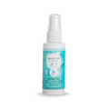 The 2 fl oz Vibrant Vue Contact Lens Hand Prep by Visionary Optics is alcohol-free and safe for face, hands, and sensitive areas around the eyes, nose, and mouth. It features a convenient spray nozzle with a label design in light blue and white circular patterns.