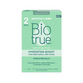 Biotrue Hydration Boost Eye Drops by Bausch + Lomb offer soothing, preservative-free hydration for dry, irritated eyes. The pack includes two 10 mL bottles (over 600 drops), featuring HA with antioxidants and electrolytes, suitable for soft contact lens users in green packaging.