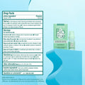 Bausch + Lombs Biotrue Hydration Boost Eye Drops comes in turquoise and white packaging. Beside it, a detailed chart highlights its naturally inspired ingredients, uses, warnings, active ingredients, and contact information. The drops are preservative-free and soft contact lens friendly (10 mL).