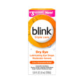 Blink Triple Care 3 in 1 Eye Drops by Bausch + Lomb highlights 3-in-1 Extended Relief for long-lasting hydration, targeting moderate to severe dry eyes, and offers savings. Size: 0.34 fl oz (10 ml).