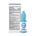 A 10ml blue bottle of Blink Gel Tears Lubricating Eye Drops by Bausch + Lomb, containing Polyethylene Glycol 400, is displayed with its white box that lists drug facts, active ingredients, and warnings.