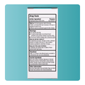 The image shows the back of a Bausch + Lomb Blink Tears Lubricating Eye Drops box, detailing drug facts such as active and inactive ingredients, uses, warnings, directions, and more. The packaging features a gradient teal background and is designed for dry eye relief.