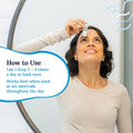 A woman uses CorneaCares Recover Preservative-Free Artificial Tears on her right eye, smiling in a long-sleeve shirt. The text suggests using one drop 3–4 times daily in both eyes for optimal relief, even for the driest eyes.