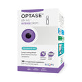 OPTASE Intense Eye Drops come in a 30-count box with each single-dose vial containing 0.01 fl oz (0.5 mL). The packaging features a large purple eye graphic and emphasizes being Preservative Free and offering Long Lasting Relief.