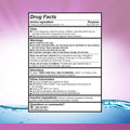 An image features the drug facts label of Refresh Celluvisc Lubricant Eye Drops by Abbvie, detailing the active ingredient, uses, warnings, directions, and inactive ingredients. Set against a blurred pink and purple background, it highlights extra-strength moisturizing eye protection with 30 preservative-free vials.