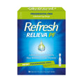 Abbvies Refresh Relieva Preservative-Free Lubricant Eye Drops offer lubrication and protection, relieving LASIK dry eyes. Packaged in a green and blue box with a droplet graphic, it includes 30 single-use vials of 0.01 fl oz each.