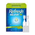 Abbvies Refresh Relieva Preservative-Free Lubricant Eye Drops, in green and blue packaging, feature 30 single-use vials (0.4 mL each) designed to lubricate and protect dry eyes, especially post-LASIK, highlighting their Preservative-Free benefits.