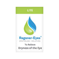 The 3mL bottle of Regener-Eyes Lite Eye Drops, a 3-4 week supply by Regener-Eyes, features a blue and green droplet logo on its sleek packaging, emphasizing its role as an ophthalmic solution for soothing dry eyes.