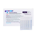 The Vibrant Vue Saline Lens Rinse and Insertion Fill Solution by Visionary Optics comes in a 100-vial box. Its a 100% preservative-free, FDA-approved saline solution with transparent vials featuring clear markings and secure caps, ideal for sterile care of scleral lenses.