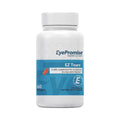 A white bottle labeled EyePromise featuring blue and orange design contains 60 EyePromise® EZ Tears softgels with Omega-3s, Turmeric, and Green Tea Extract for occasional dry eye relief, emphasizing natural ingredients and essential eye health.