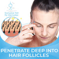 A woman gently applies the Cliradex Light Foam from PRN with her eyes closed. The illustration highlights this eyelash and eyelid cleanser, featuring tea tree oil extract to target Demodex in hair follicles. The blue and white design evokes purity and ocular hygiene with the phrase Penetrate Deep Into Hair Follicles.