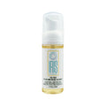 The IRIS Tea Tree Cleanser Foam for Eyelids by Iris Eyecare comes in a 50mL cylindrical bottle with a pump dispenser. Its label is mainly white with blue and gold accents, perfect for hydrating and soothing.