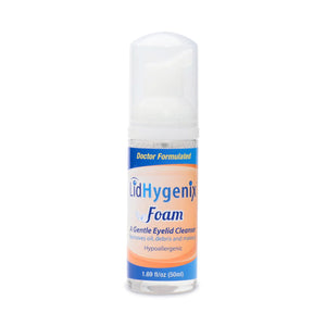 The 50ml LidHygenix Gentle Foam Eyelid Cleanser effectively removes oils, debris, and makeup. Designed for optimal lid hygiene, it is doctor-formulated and hypoallergenic with an easy-to-use white pump, promoting excellent eye health.