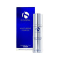 A silver bottle of iS Clinical Moisturizing Complex for Face and Neck (50g or 1.7oz) with hydrating antioxidants is before its blue and white box featuring the brand logo and product name, all set against a plain white background.