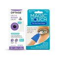 Optase Intense Preservative Free with Magic Touch Applicator offers long-lasting, preservative-free relief in white packaging with a purple eye graphic, while the Magic Touch comes in blue packaging featuring a fingertip image, providing complete dry eye hydration and drop application solutions.