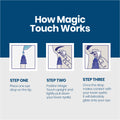 Using Optase Intense Preservative Free with the Magic Touch Applicator: Step 1 - Place a drop on the tip. Step 2 - Hold upright and gently lower eyelid. Step 3 - Release, letting preservative-free relief flow into your eye.