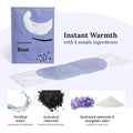 An image shows a CorneaCare Self Heating Warm Compresses (30ct) packet. The brand emphasizes eye relief with features like Instant Warmth and 4 simple ingredients. Ingredients listed are purified water, activated charcoal, hydrated minerals, and inorganic salts.