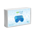 White box packaging for PRNs Eyecloud Instants 4-Pack Replacement Inserts features a blue circle design. A transparent front image shows a blue eye mask akin to the sleek Eyecloud goggle, ideal for relaxation with optional thermoeyes heat gel packs.