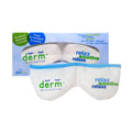 The image shows a PRN EyeEco D.E.R.M. Dry Eye Relief Mask box labeled with relax soothe relieve. The packaging highlights its hypoallergenic moist-heat therapy benefits for dry eyes, allergies, jet lag, and sinus pressure.