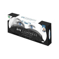 The packaging for The Eye Doctors antibacterial hot eye compress with Sterileyes features eye images and a person wearing glasses. It includes an eyelid wipe and removable cover, offering an Antibacterial Shield ideal for dry eye, MGD, and blepharitis relief.
