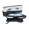 The Eye Doctor Featuring Sterileyes, an antibacterial hot eye compress for dry eye, blepharitis, and MGD, is displayed. It includes a shiny blue compress with a black strap and storage bag. The box features eye imagery and provides an effective antibacterial shield for comfort.