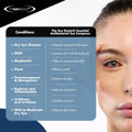 A womans face is shown on the right, while text on the left highlights The Eye Doctor Essential Eye Compresss antibacterial benefits for dry eye, MGD, blepharitis, styes, and inflammation. This microwavable hot and cold compress by The Eye Doctor is designed for various eye conditions.